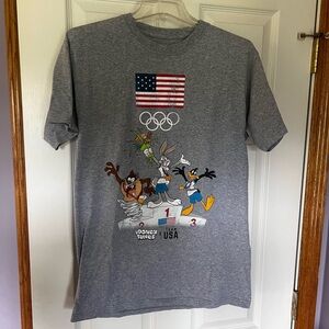 Warner Bros. Looney Tunes Team USA T-Shirt Men's Medium Gray‎ EUC
